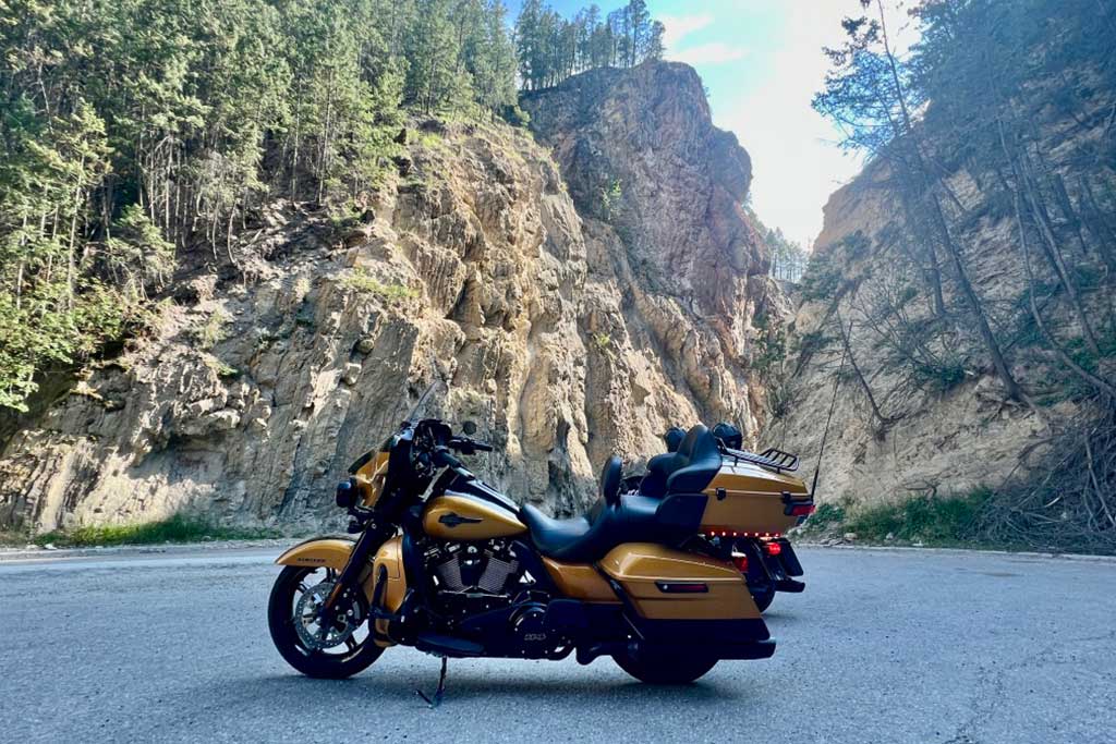 harley bike on road